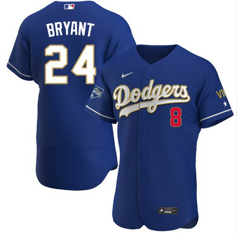 Men's Los Angeles Dodgers #8 Back #24 Kobe Bryant Royal Blue MLB Championship Flex Base Sttiched Jersey Men's Los Angeles Dodgers #8 Back #24 Kobe Bryant Royal Blue MLB Championship Flex Base Sttiched Jersey